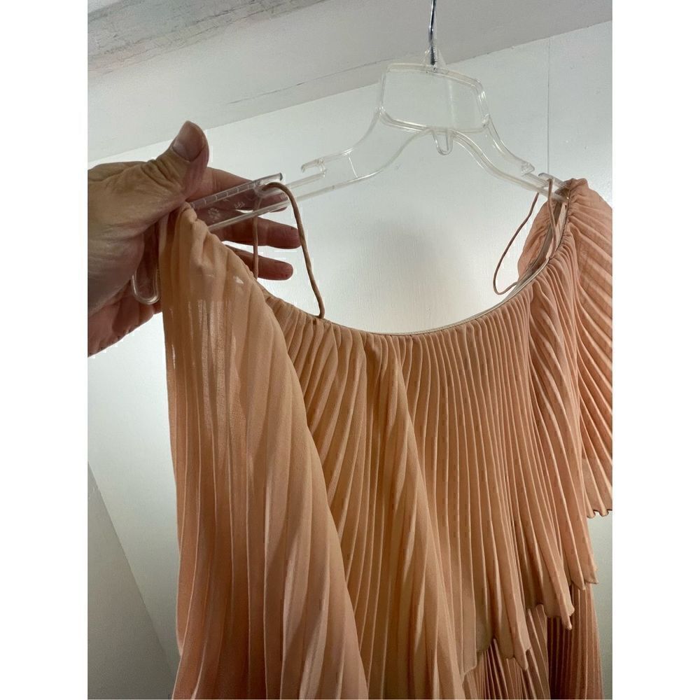 ABS Collection Blush Pink Pleated Semi Sheer Lined Dress Size 8 - Picture 5 of 10